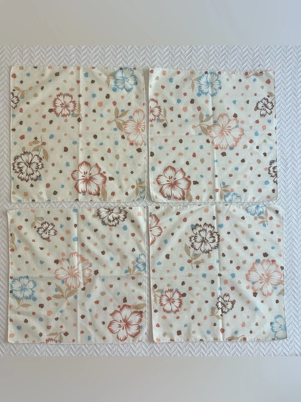 Vintage Cotton Floral Napkins